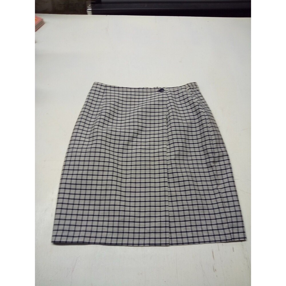 Vintage Worthington Blue & White Plaid Skirt Size 14 Women USA Made